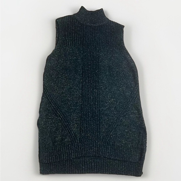 Navy knit turtleneck sleeveless sweater dress with rainbow speckles sz Large - Picture 1 of 9